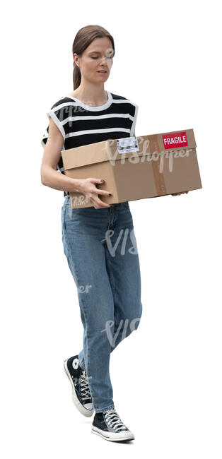 cut out woman carrying a delivery box