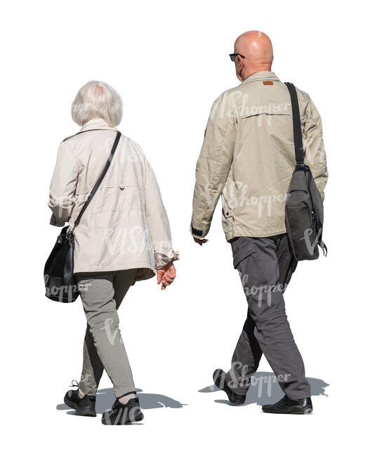 elderly couple walking
