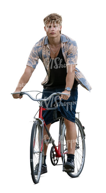 cut out young guy riding a bike