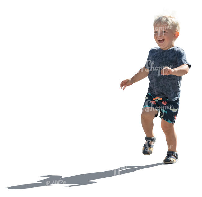 happy backlit child running