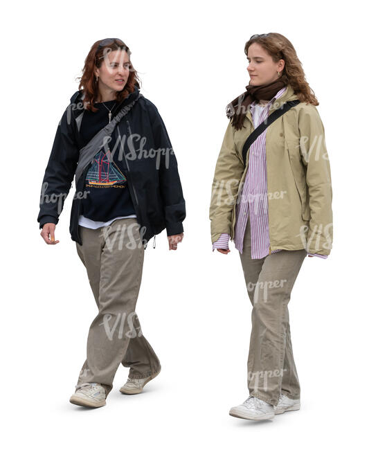 two women walking in the autumn