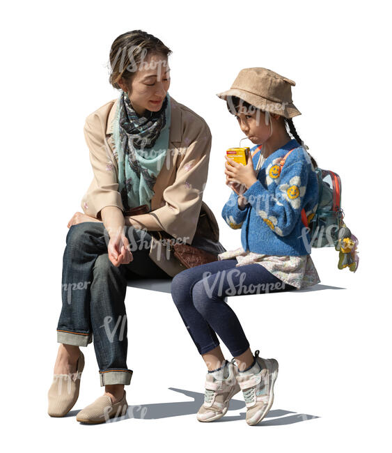 asian woman and child sitting together and talking