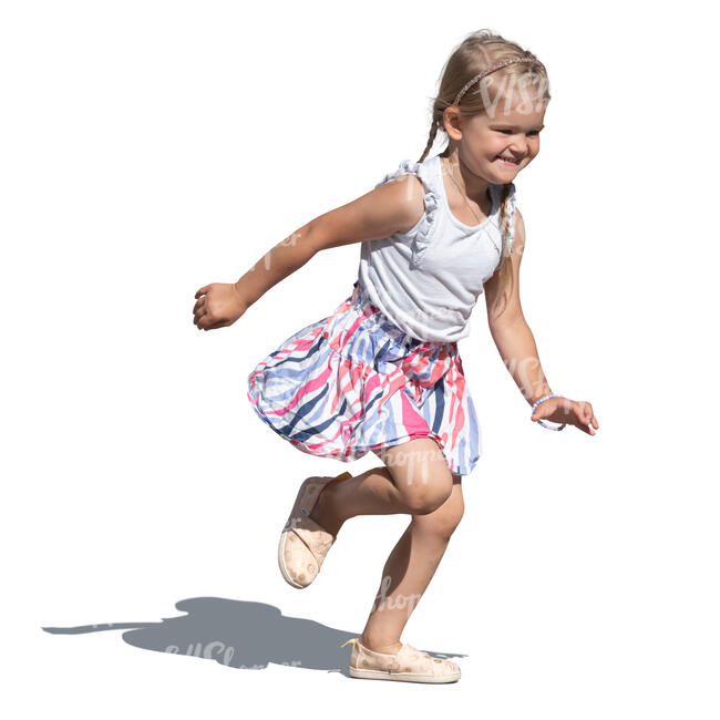 little girl running happily on a summer day
