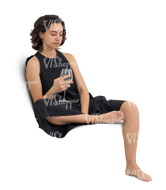 woman sitting at home and drinking wine