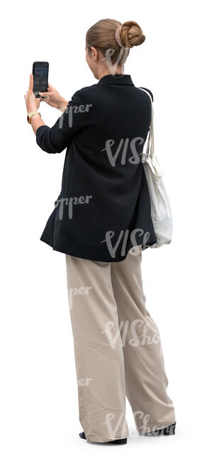 woman taking pictures with her phone