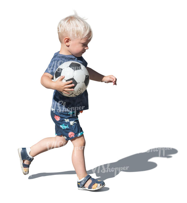 cut out little boy with a ball running