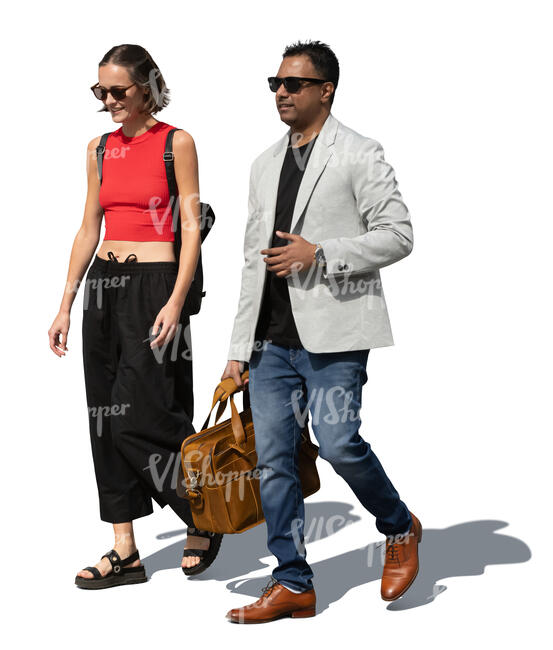 man and woman walking together