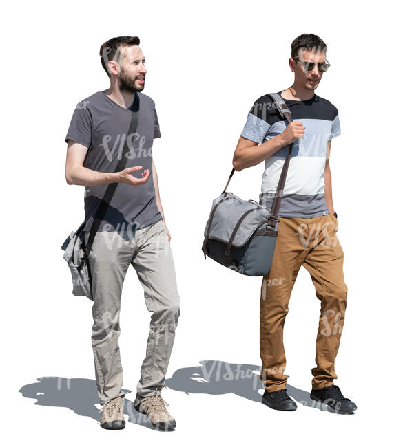 two male friends walking