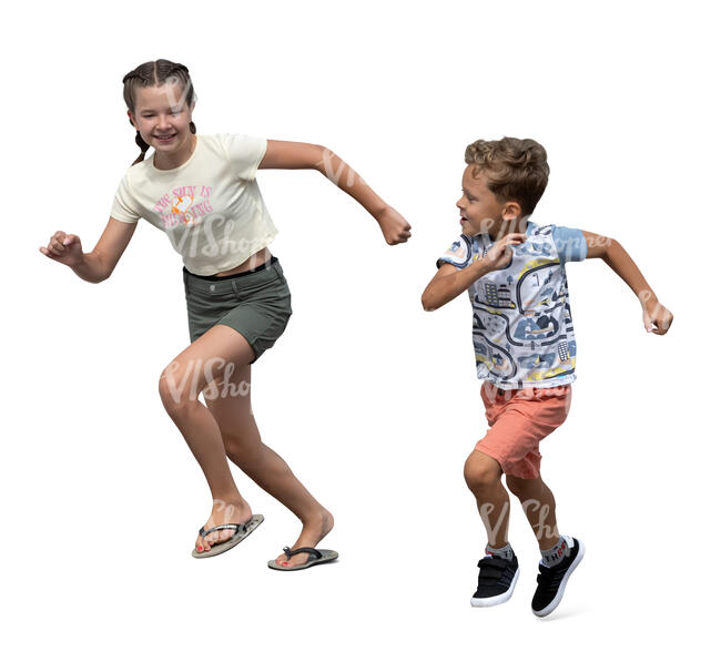 two kids having a running contest