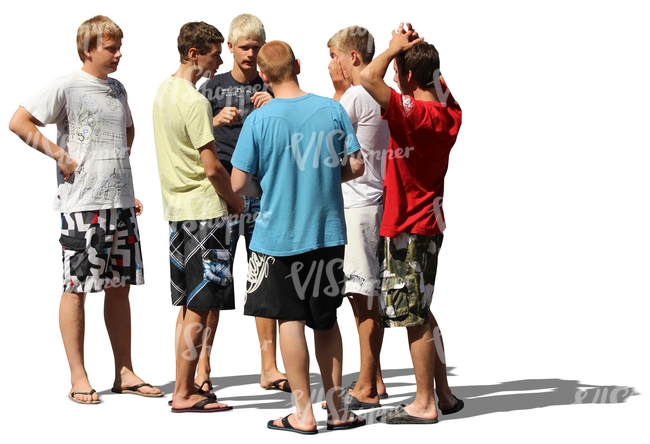 group of teenage boys in shorts