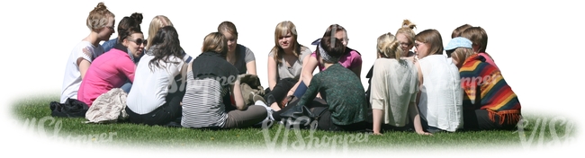 large group of people sitting on the grass