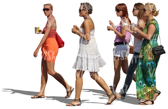 group of young women walking