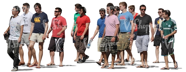 large group of men walking