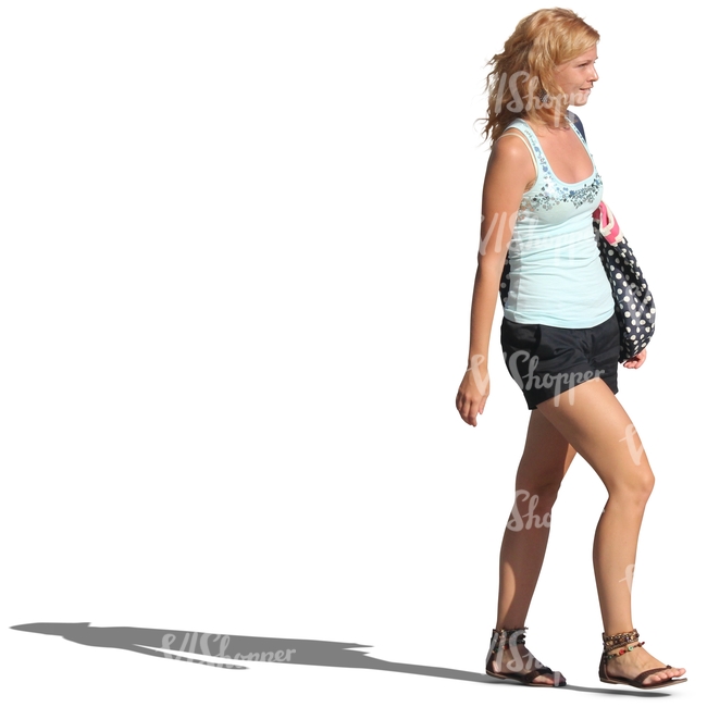 woman in shorts walking
