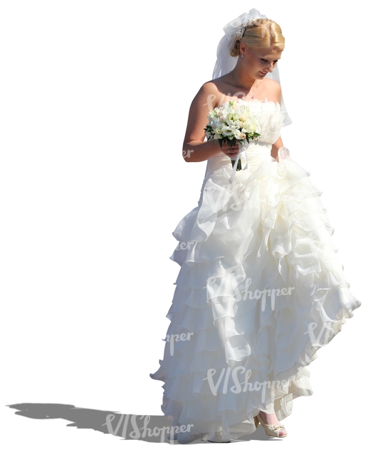 bride in a long white wedding gown