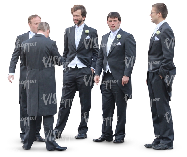 group of men in tuxedos standing