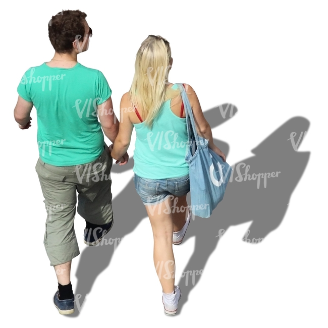 couple walking seen from above