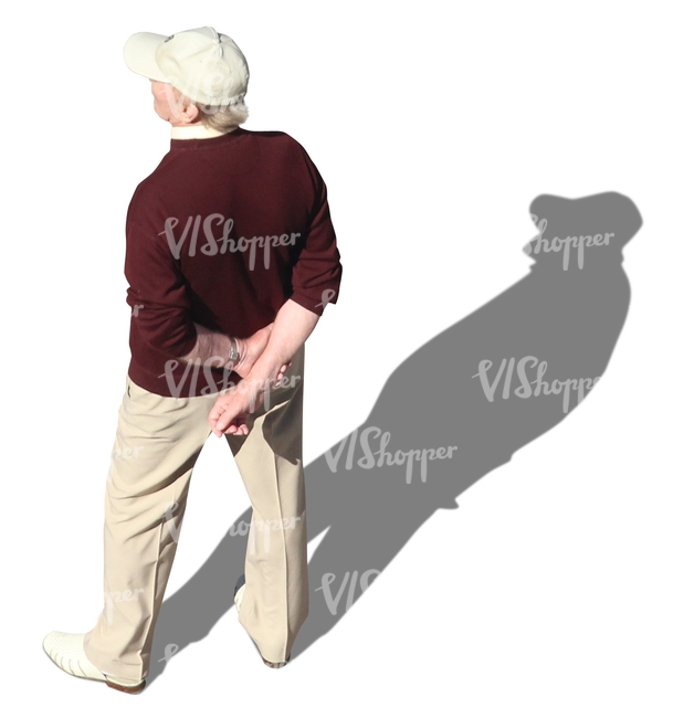 elderly man with a baseball cap standing
