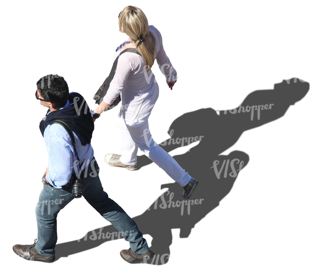 man and woman walking side by side