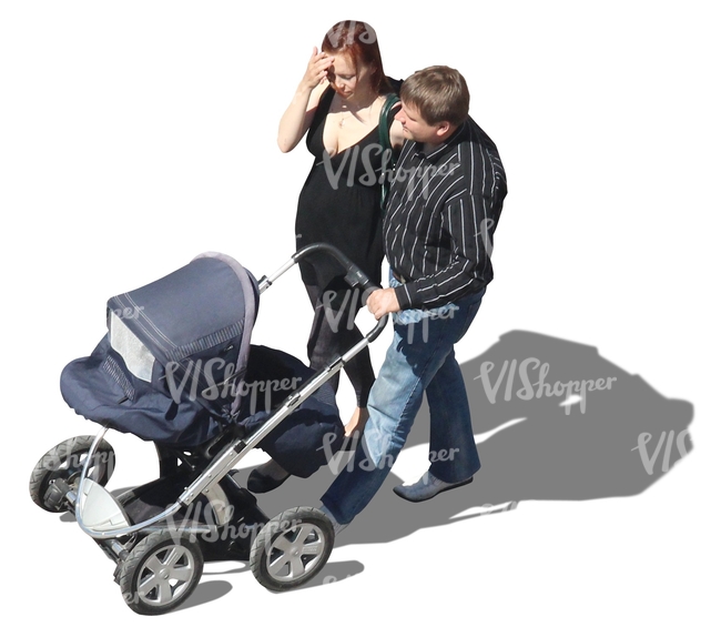 couple walking a baby