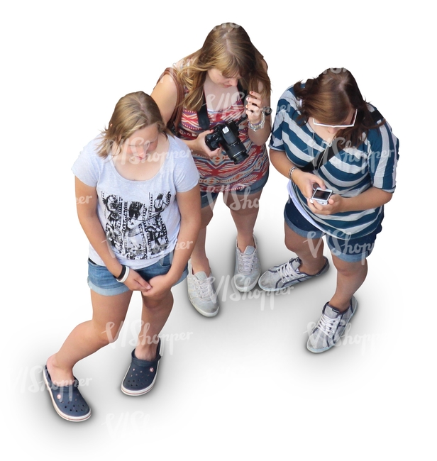 three teenage girls standing