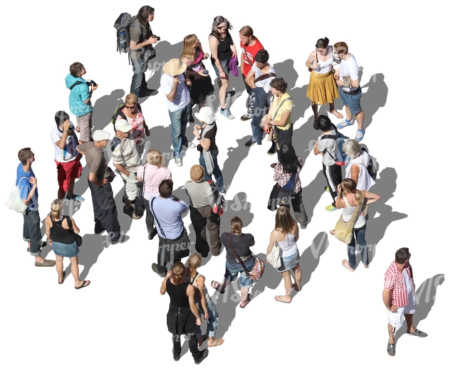 group of people standing seen from above