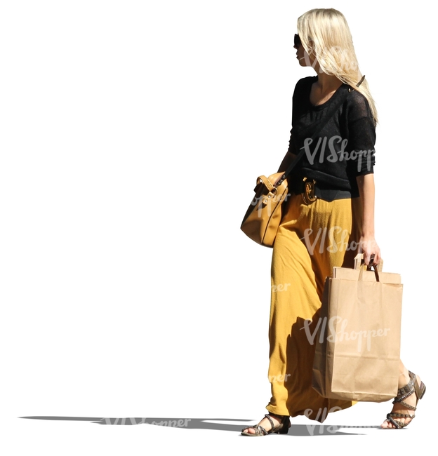 woman with long blond hair shopping