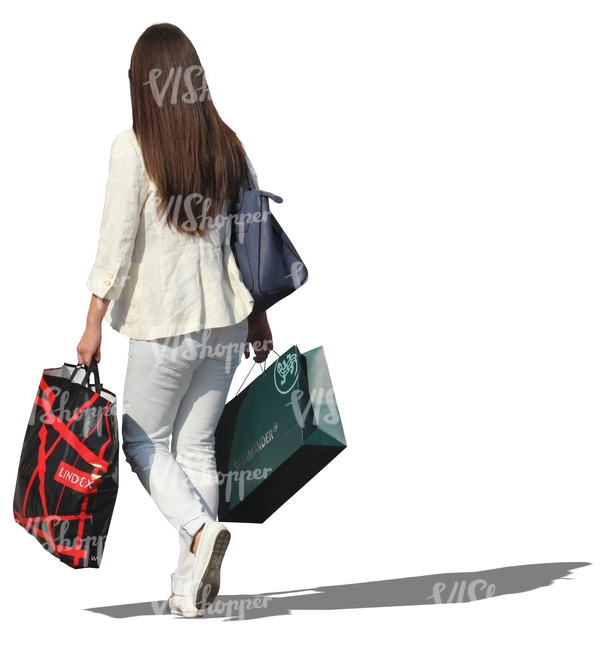 long-haired woman shopping