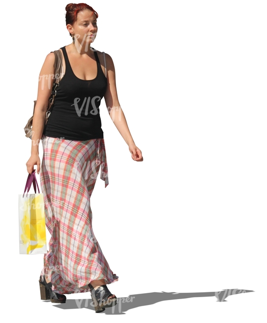 woman in a long skirt shopping