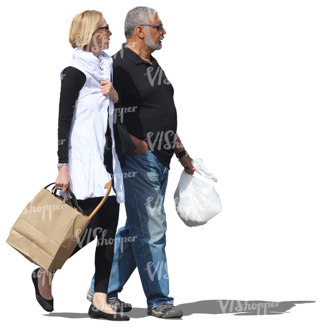 couple with shopping bags walking together