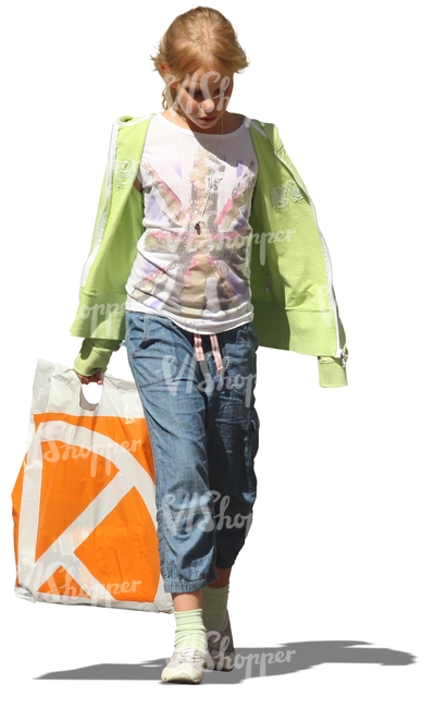 girl with a shopping bag walking