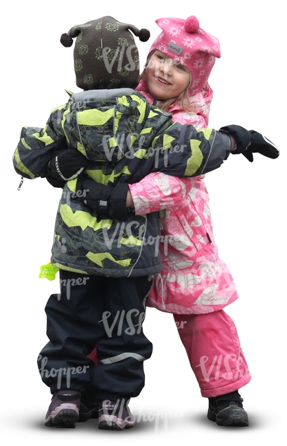 two kids playing in wintertime