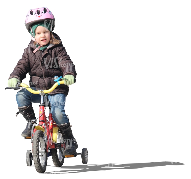 girl with a helmet riding a bike