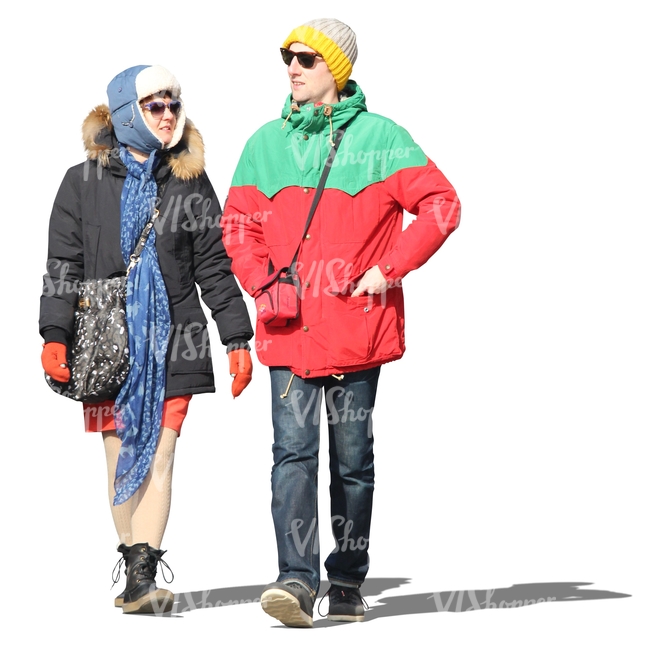 cut out colorful couple walking