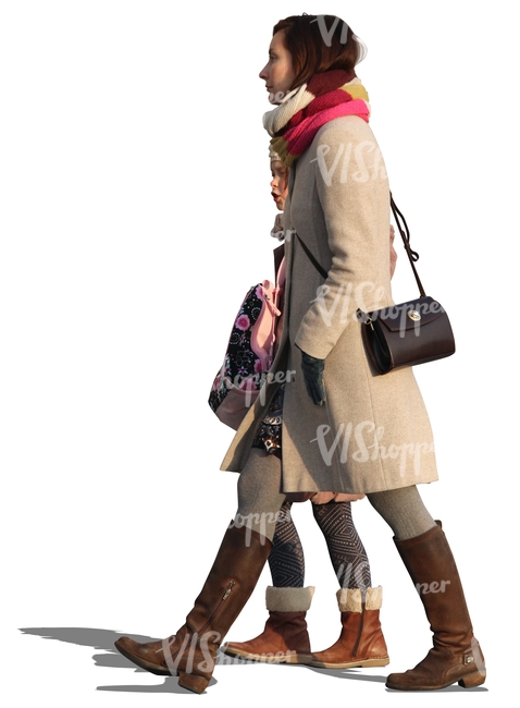 mother and daughter walking