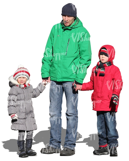 man standing with his two children