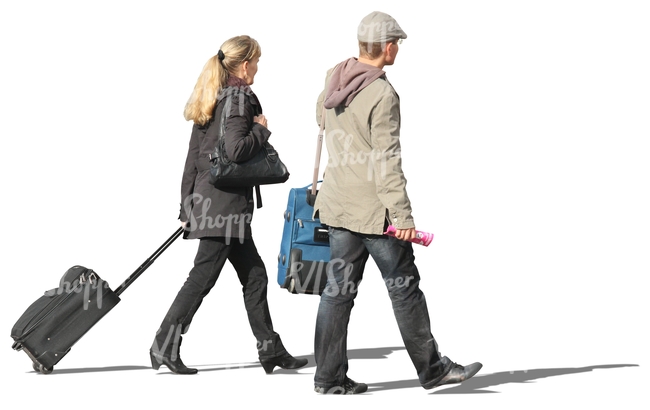 man and woman travelling