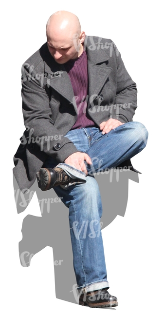 cut out bald man sitting