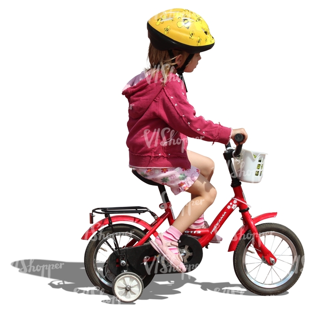 little girl with helmet riding a bike