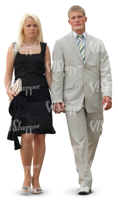 cut out fancy couple walking hand in hand