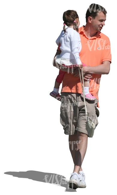 cut out man carrying a small girl