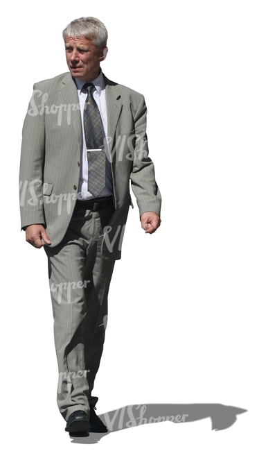 cut out elderly businessman walking