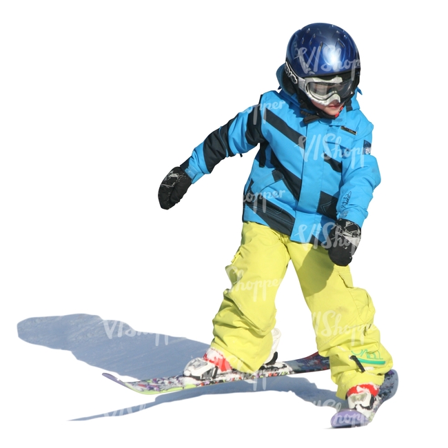 cut out boy with helmet alpine skiing