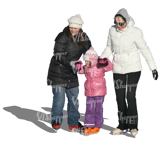 two women and a girl skating
