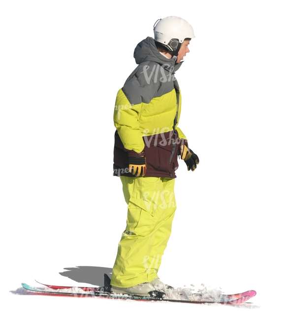 cut out man with helmet alpine skiing