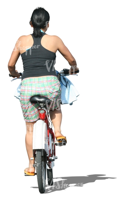 cut out woman riding a bike