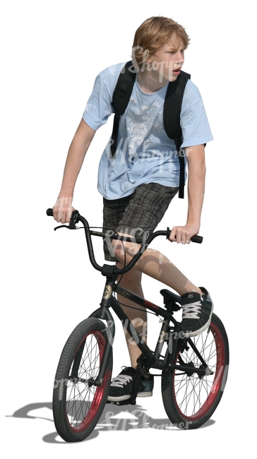 cut out teenage boy riding a bmx bike