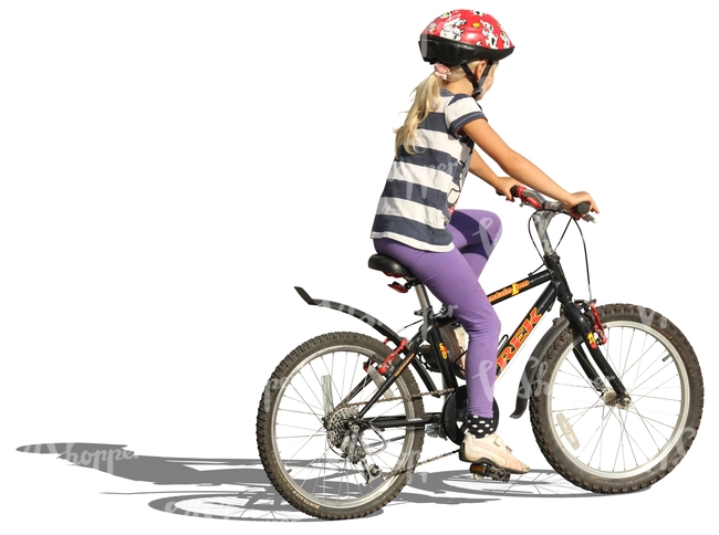 girl with a helmet riding a bike
