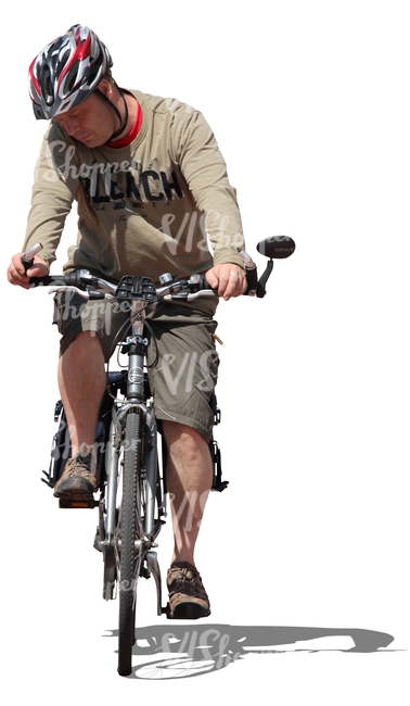 man with a helmet riding a bike