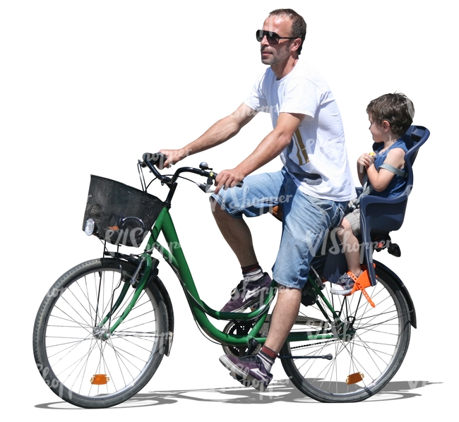 man riding a bike with a boy at back